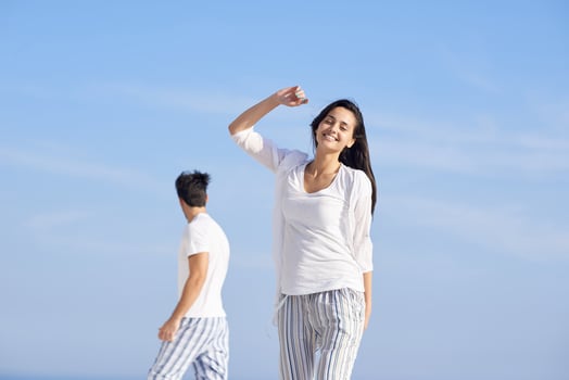 happy young romantic couple have fun and  relax at home photo