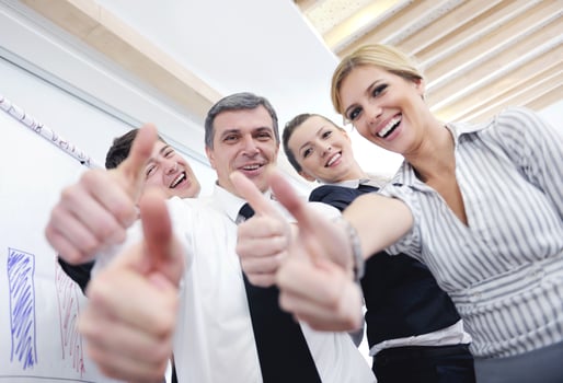 Senior business man giving a presentation photo