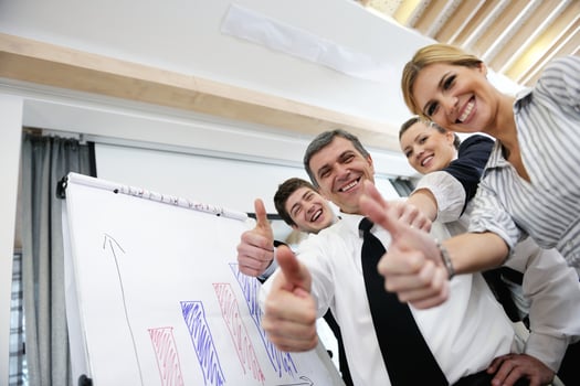 Senior business man giving a presentation photo
