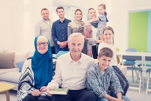 portrait of happy modern muslim family photo