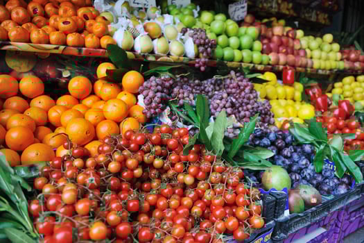 fresh fruits and vegetables at market photo
