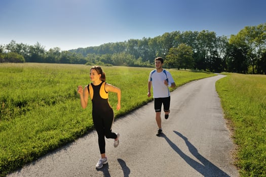 Young couple jogging photo