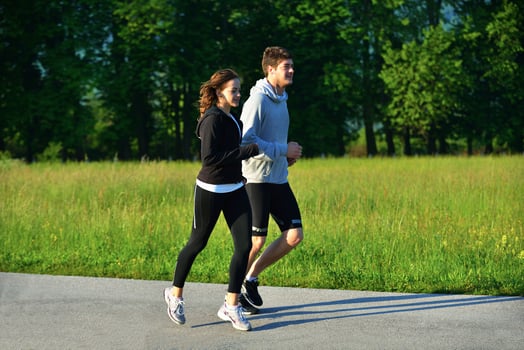 Young couple jogging photo