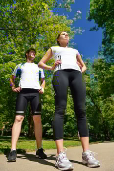 Couple jogging outside photo