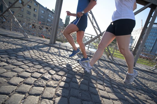 Couple jogging outside photo