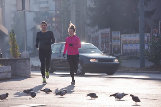 young  couple jogging photo