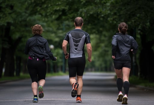runners team on morning training photo
