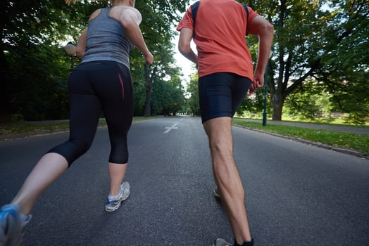 couple jogging outside photo