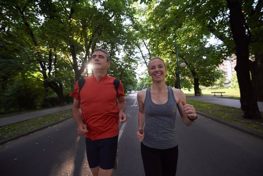 couple jogging outside photo