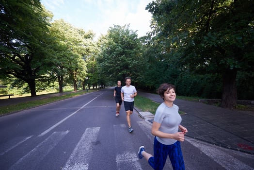people group jogging photo