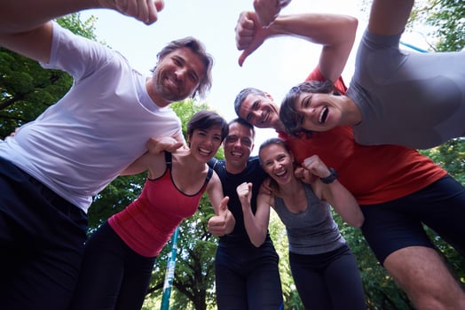 jogging people group have fun photo