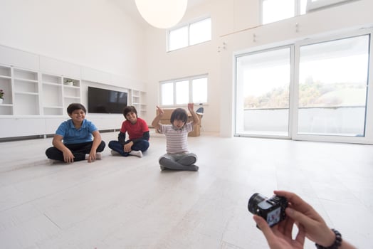 young boys having fun on the floor photo