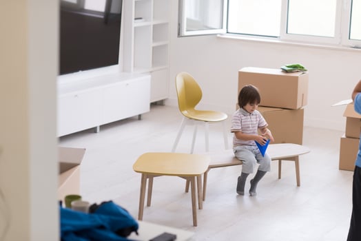 boys in a new modern home photo