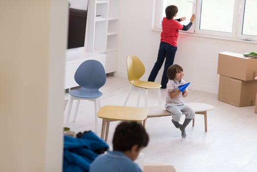 boys in a new modern home photo