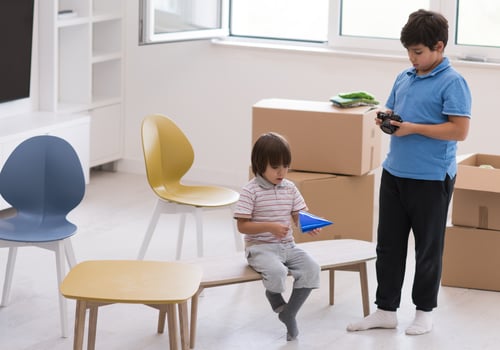 boys in a new modern home photo