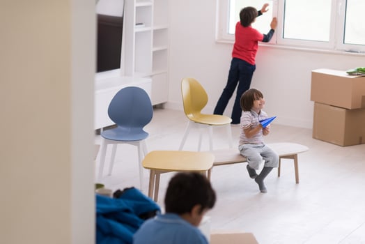 boys in a new modern home photo