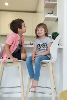 cute little brother and sister at home photo