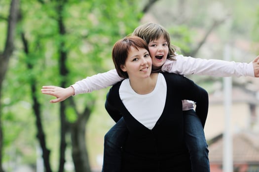 happy girl and mom outdoor photo