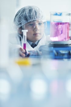 little child scientist in lab photo