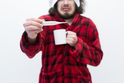 Man with flu and fever photo