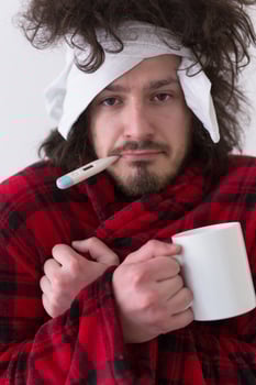 Man with flu and fever photo