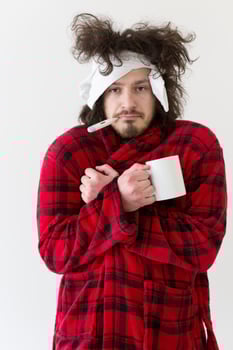 Man with flu and fever photo