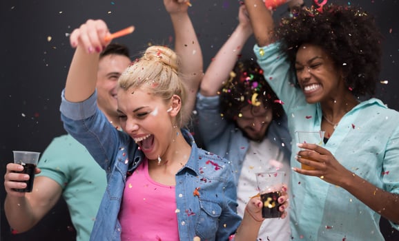 confetti party multiethnic group of people photo