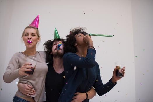 confetti party multiethnic group of people photo