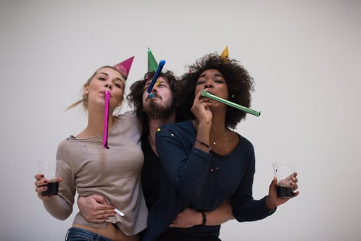 confetti party multiethnic group of people photo
