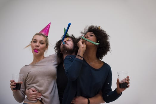 confetti party multiethnic group of people photo