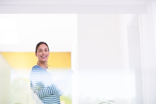 young woman at home websurfing photo
