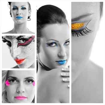 collage photo of Beautiful Woman with  Luxury Makeup
