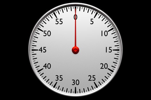 3d illustration  of  white  round clock, stopwatch on a black and white checkered  background. Stopwatch icon, logo. Chronometer, vintage timer photo