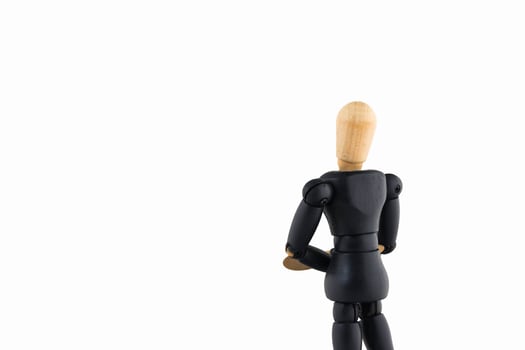 Wood Figure business man on white background photo