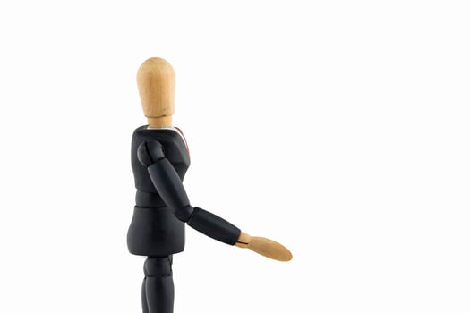 Wood Figure business man on white background photo