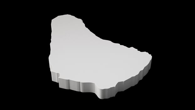 Barbados 3D map Geography Cartography and topology Sea Blue surface 3D illustration photo