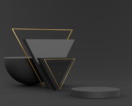 Minimalist Black theme background. 3d abstract minimal geometric forms. Glossy luxury podium for your design. photo