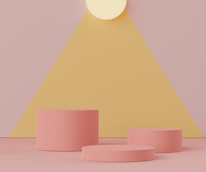 3d abstract minimalist geometric forms. Pink coral luxury podium display for your design. Fashion show stage,pedestal, shopfront with colorful theme. photo