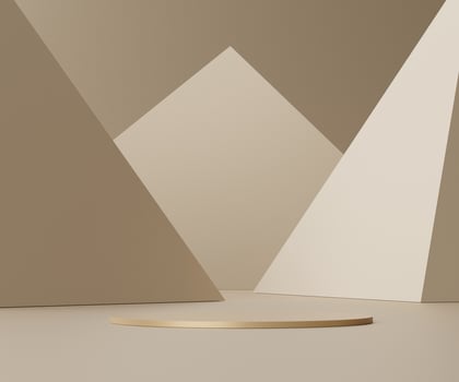 3d geometric forms. Podium in cream color. Fashion show stage,pedestal, shopfront with colorful theme. Minimal scene for  product display. photo