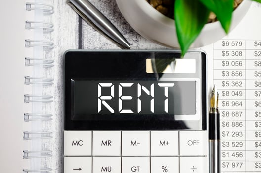 Calculator with the word RENT on the display photo