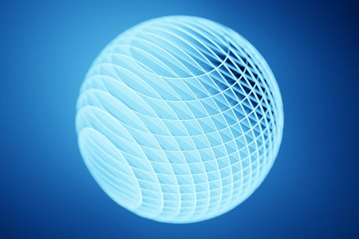 3d illustration of a blue  sphere on a blue background. A close-up of a  round  shape . photo