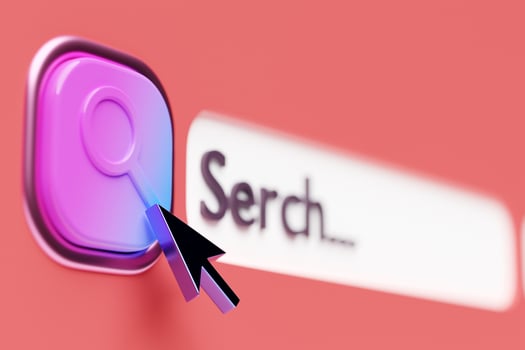 3D illustration, Search bar design element on a orange background. Search bar for website and user interface, mobile applications. photo