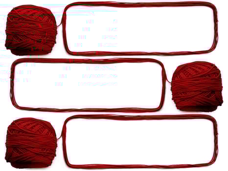 Three of knitting yarn on white background photo