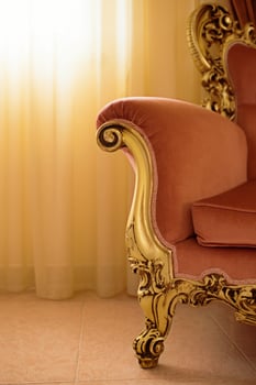 Vintage detail of interior living room in baroque and rococo style photo