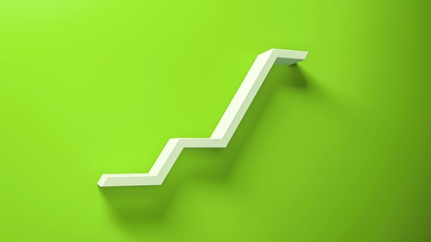 financial graph with uptrend line Business Graph With Rising Up Arrow. 3d Illustration photo