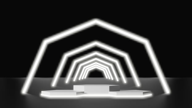 3d rendering empty template podium mockup for product placement photo