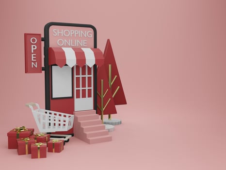 delivery to home from online shopping in 3D illustration rendering photo