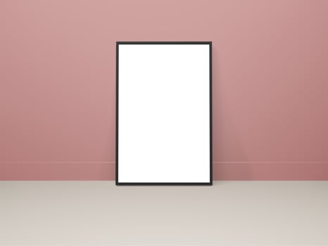 3d rendering illustration of empty frame mockup in minimal design photo