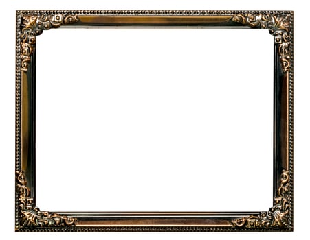 antique golden brown picture frame isolated on white background,clipping path photo