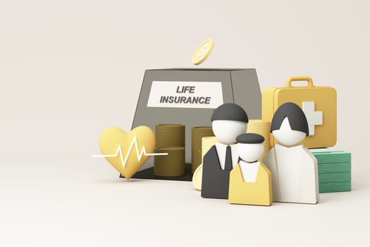 Investing in the form of life insurance and health insurance to manage risks concept. Assurance and insurance finances, health care family and life. pastel background realistic 3d rendering photo